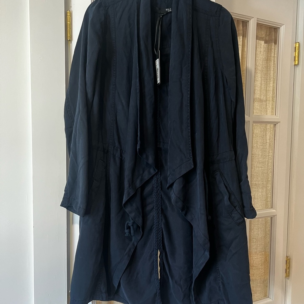 NWT Max Jeans Womens Drape Open Front Long Cardigan Coat Tencel